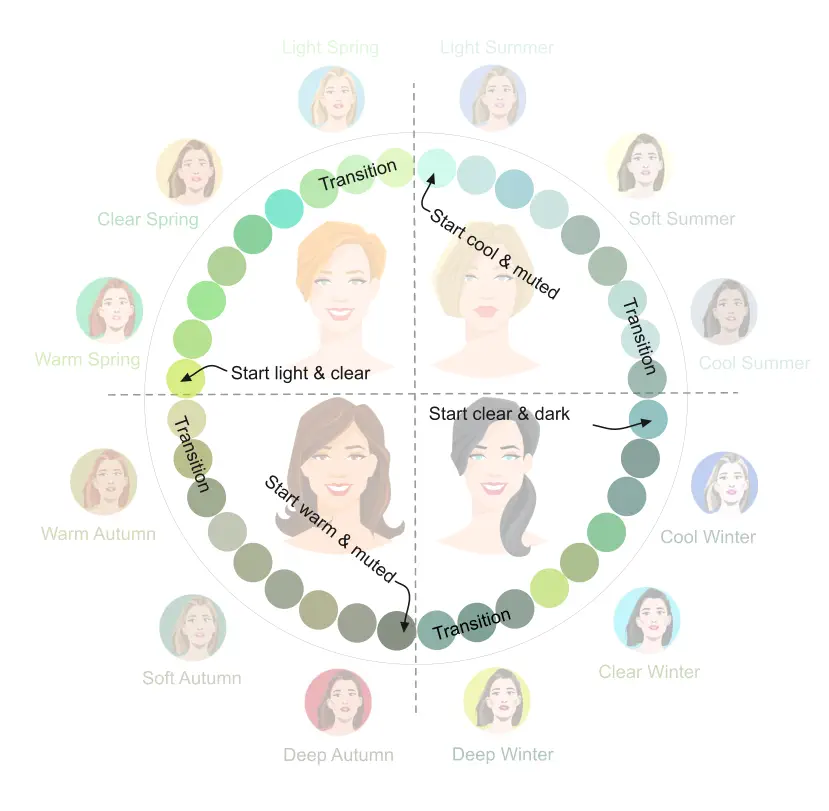 The 12 seasonal color system in color type analysis